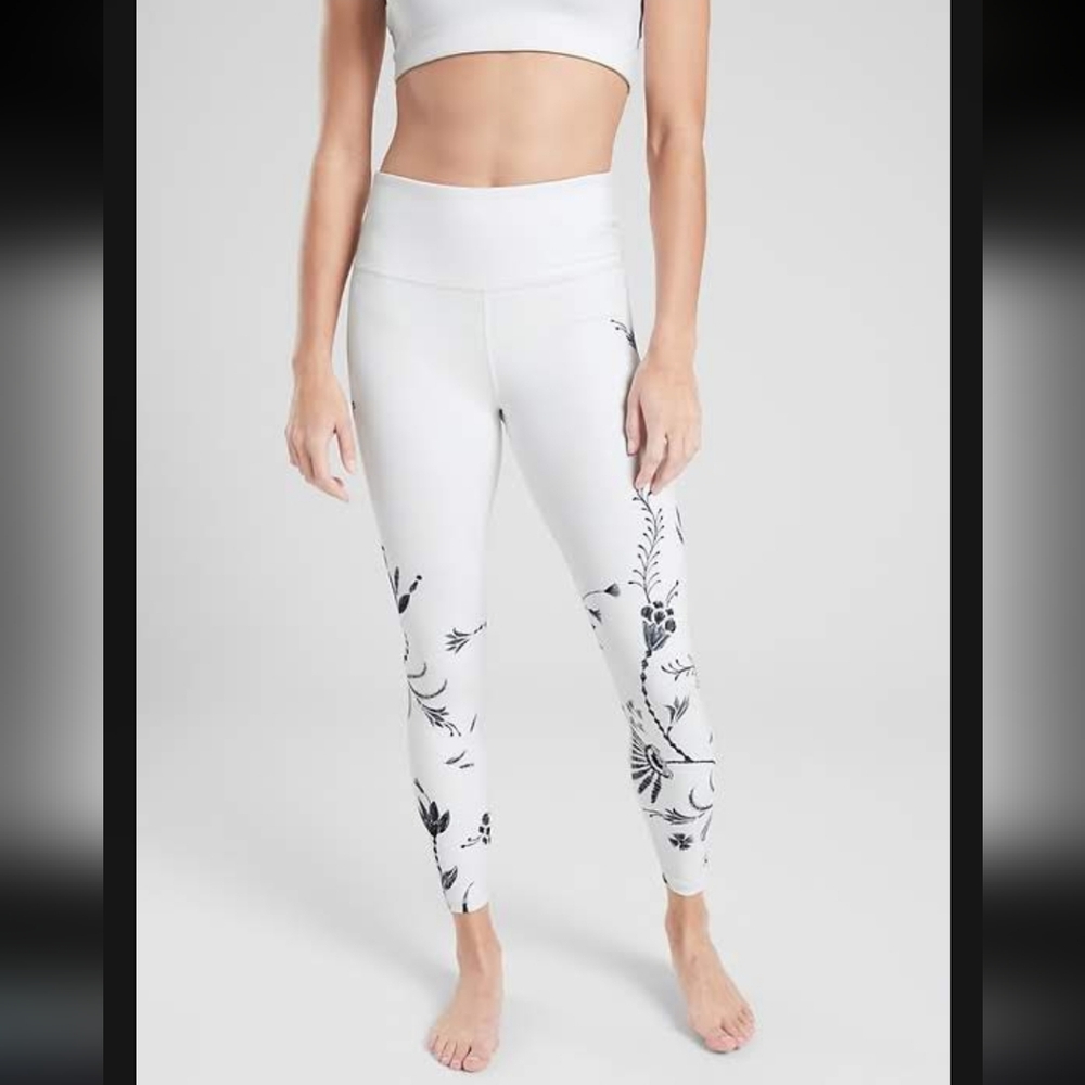 Athleta White Floral Leggings